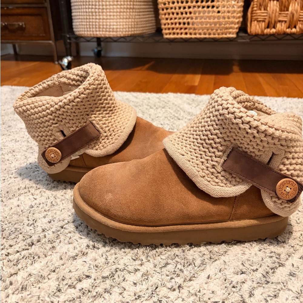 UGG Tan Knit Cuff Boots